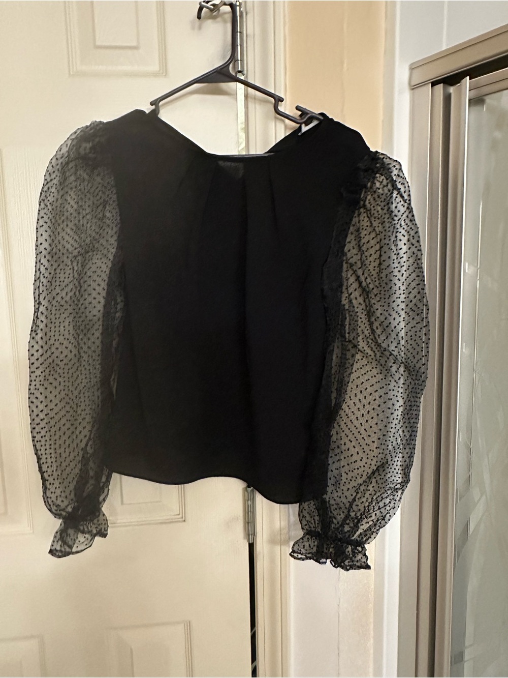 Express Sheer Puff Sleeve Black Women's Top